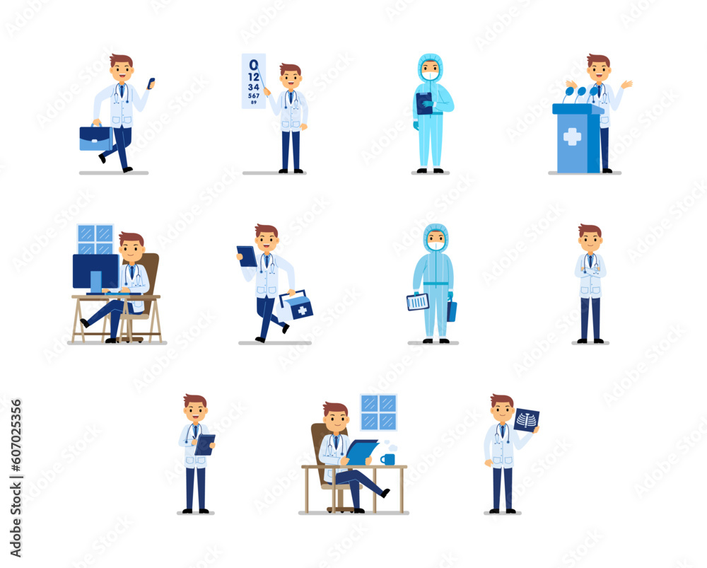 Illustration set of doctors characters. Vector Illustration set of doctors characters. Vector