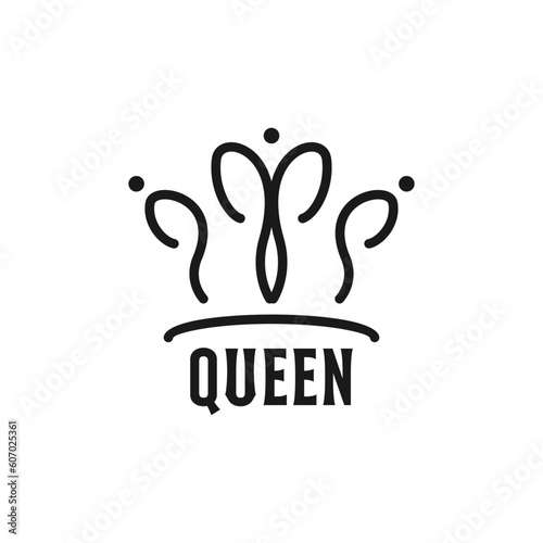 Vector Line Art Crown for Queen King Princess Royal luxury elegant logo design