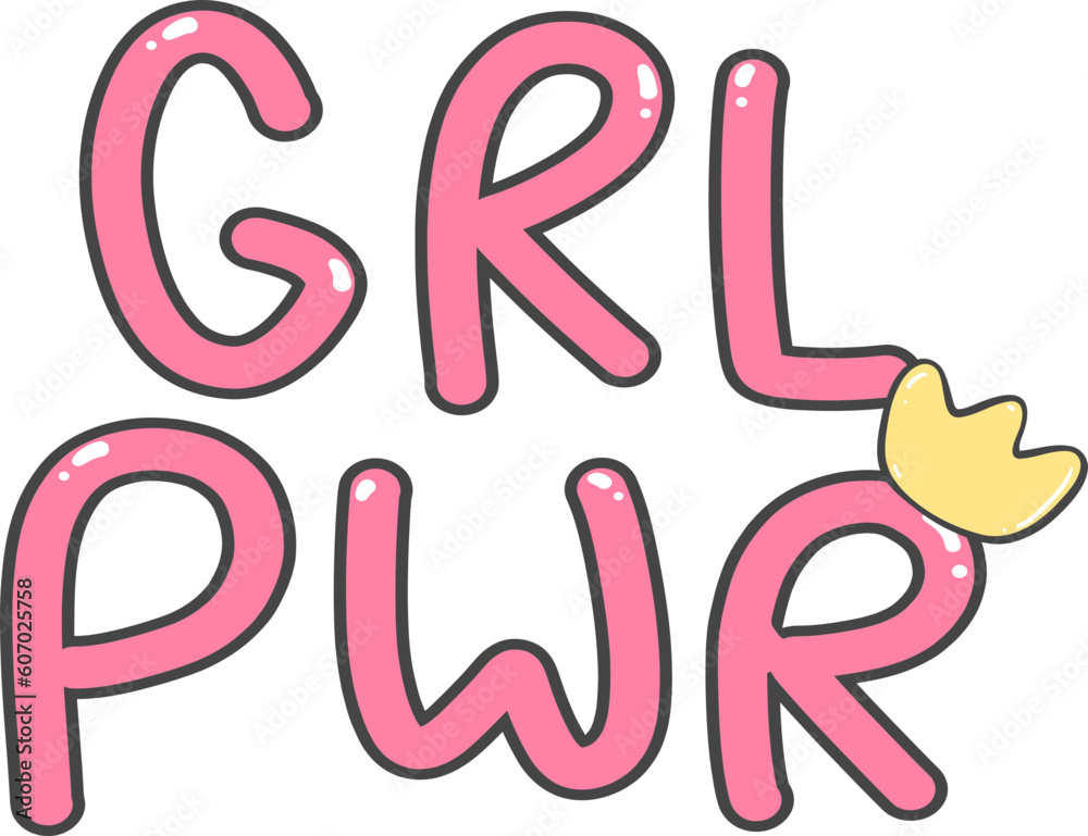 Cute simple girl power lettering word drawing doodle cartoon outline Cute simple girl power lettering word drawing doodle cartoon outline