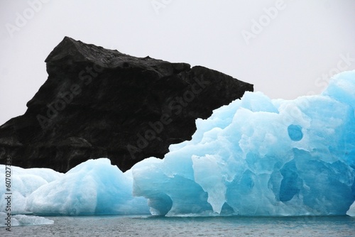 View of the icebergs on the water's surface. Beautiful glacial lake in Iceland.