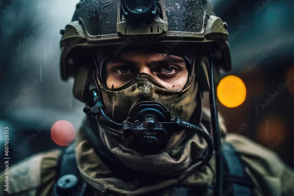 Soldier portrait created with Generative AI technology