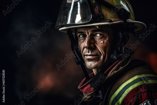 Fireman portrait created with Generative AI technology