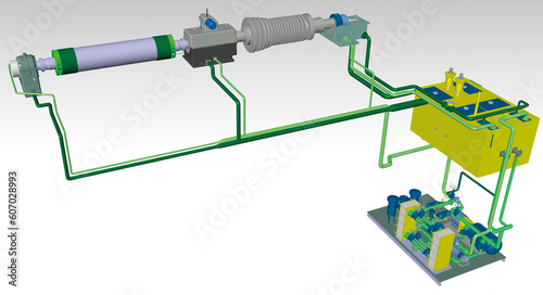 Journal bearing turbine 3D illustration