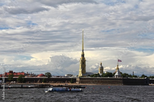 Cityscape of Sanit Petersburg, Russia on a cloudy day photo