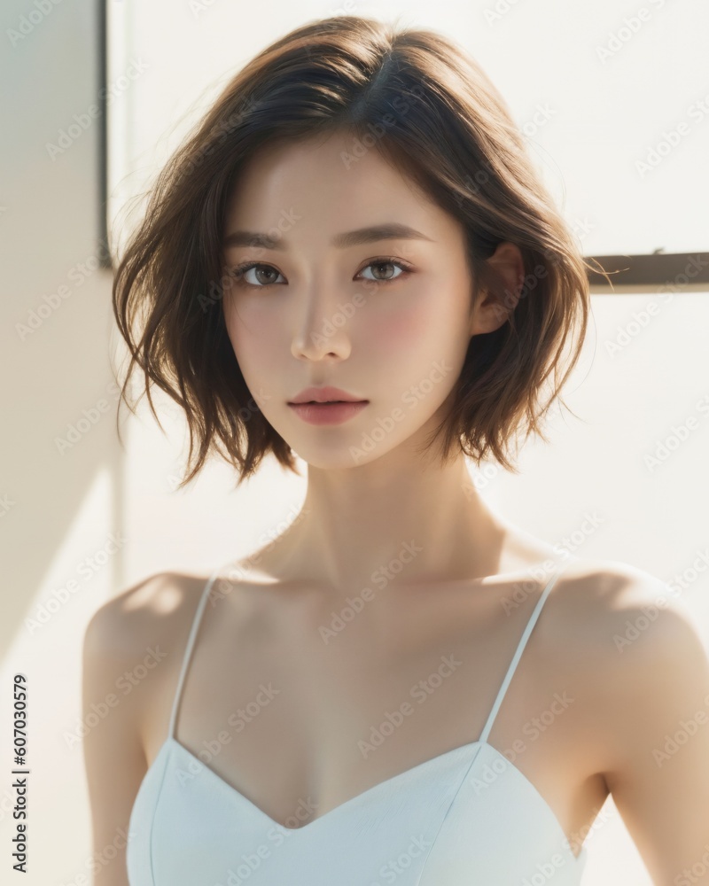 © Chris - Portrait of beautiful japanese women with white background by generative AI © Chris - Portrait of beautiful japanese women with white background by generative AI