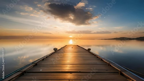 Beautiful panorama of the sky with orange reflections of sunset light and equipped with a beach underneath good for social media, marketing, advertisements, quotes, backgrounds etc