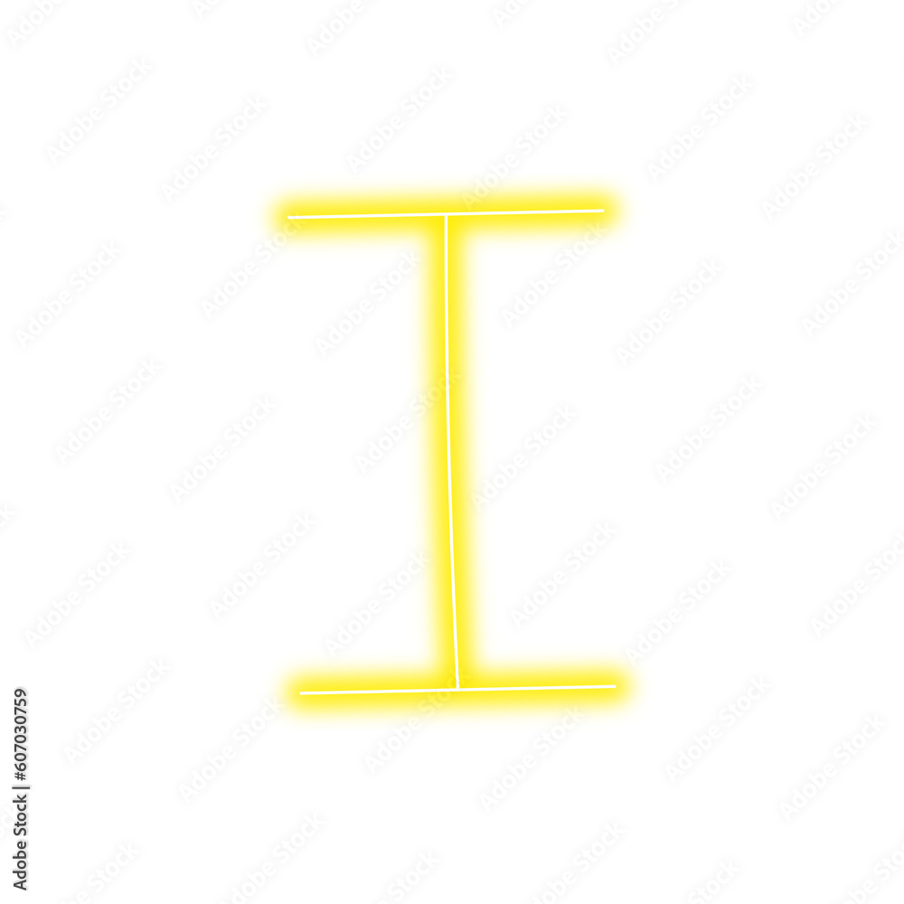 Neon letter I on transparent background Neon letter I on transparent background