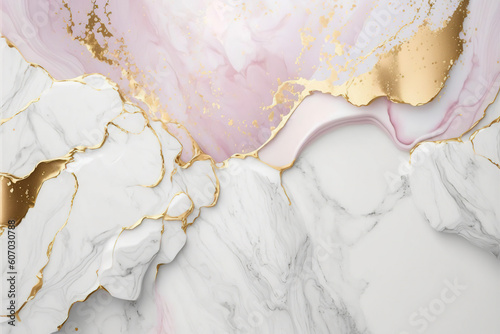 White and pink marble textured background. Abstract design texture. AI