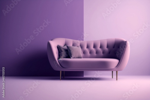 purple sofa with lamp Generative AI