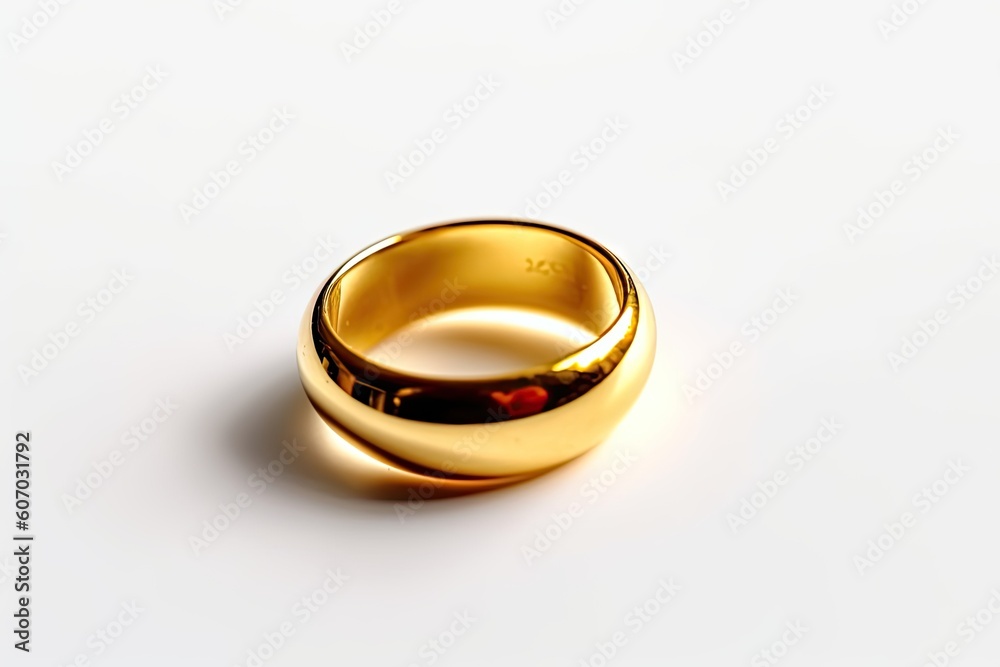 Luxurious Shiny Ring on Isolated White Background: Symbol of Modern Love and Romance