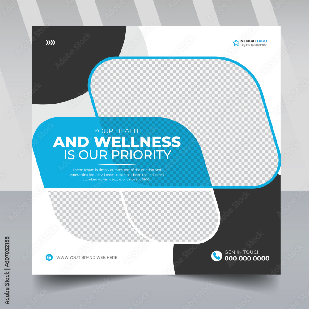 Healthcare medical service social media post design for promotion square web banner for hospital and clinic Healthcare medical service social media post design for promotion square web banner for hospital and clinic