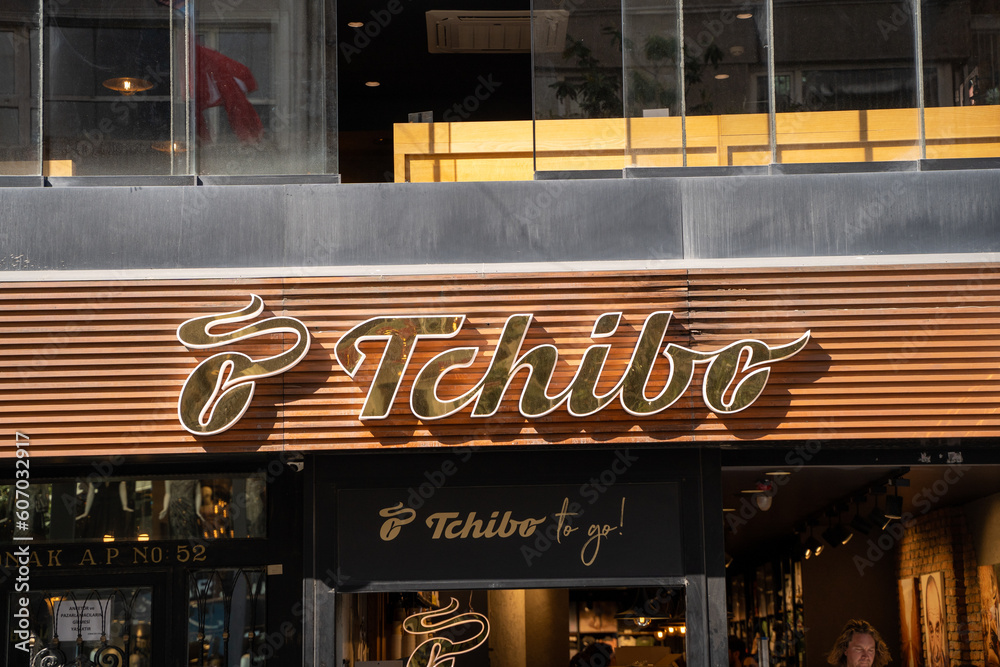 Tchibo sign and logo in Nisantasi district. Tchibo is a German chain of ...