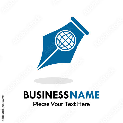 pen world design logo template illustration. sutable for newspaper, button, etc photo