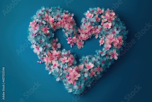 Heart shape made of flowers. Valentine's day. color palette. AI generative, ai,generative, generative ai, neural network
