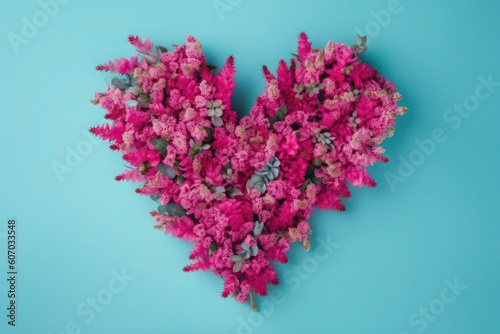 Heart shape made of flowers. Valentine's day. color palette. AI generative, ai,generative, generative ai, neural network