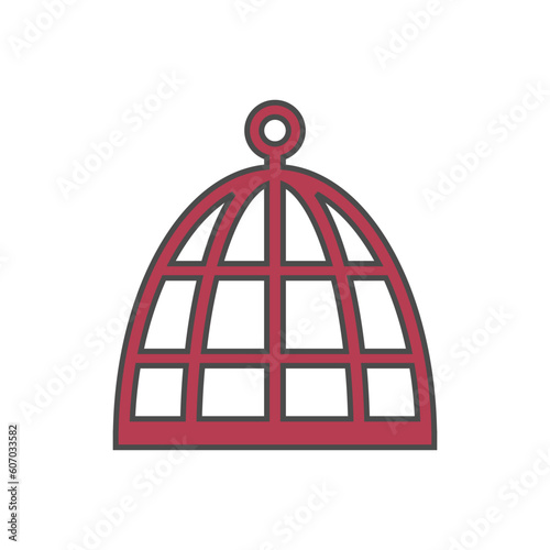 Bird cage icon on white.