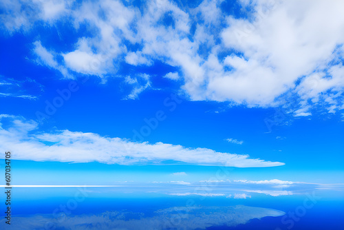 Blue sky background with tiny clouds. panorama.