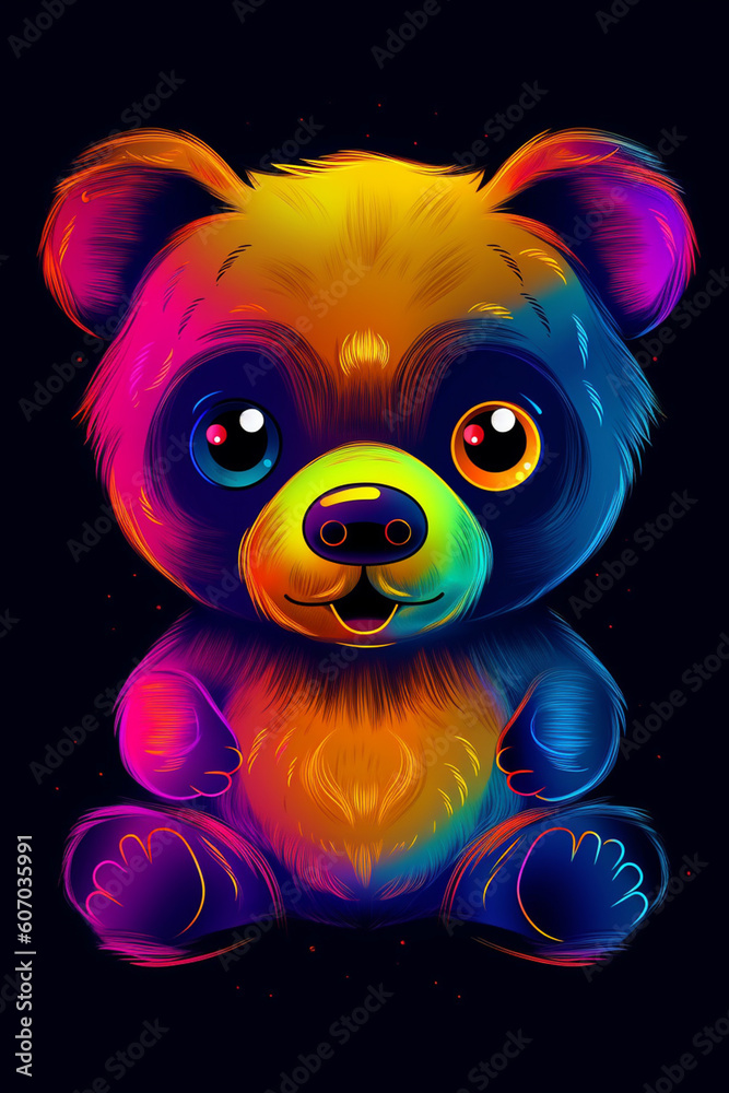 Fototapeta premium Cute colorful teddy bear Generative AI