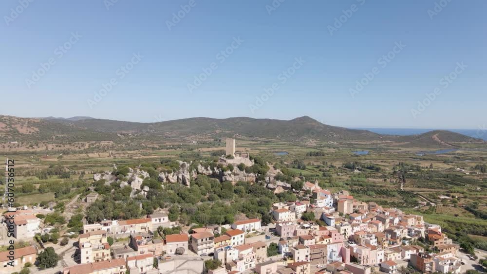 Aerial view of the historic Castello della Fava Castle in Posada, Italy Aerial view of the historic Castello della Fava Castle in Posada, Italy