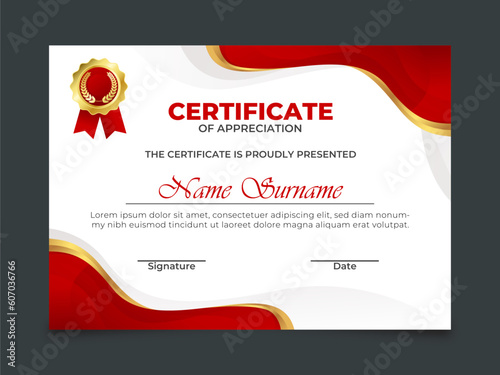 Minimalist certificate in red color