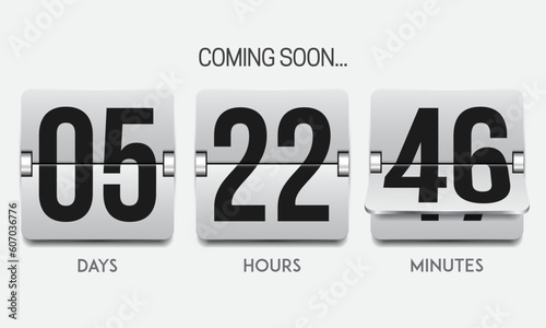 Mechanical scoreboard with flip symbols. Countdown timer. Clock counter. Vector template for your design.
