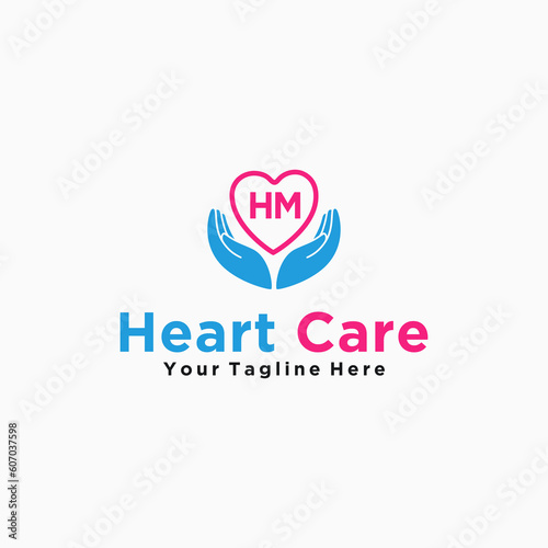 HM initials hand care icon business template logo vector