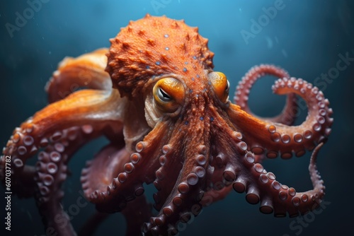 Graceful Octopus Swimming in the Vibrant Blue Ocean