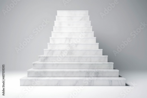White marble steps rise. Generative ai edited