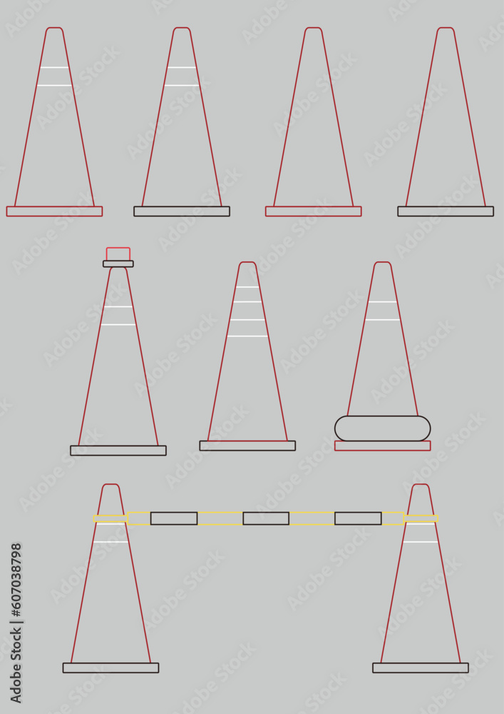 Various forms of triangular cone roadblocks 2 Various forms of triangular cone roadblocks 2