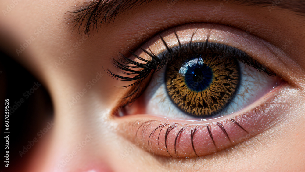 Fototapeta premium Brown eye close-up, Generative AI