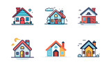 Set of home icons in simple flat style isolated on white background. Vector illustration