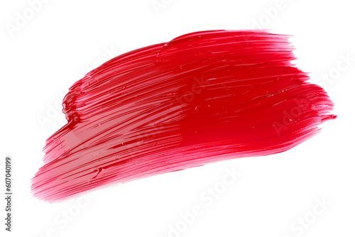 Red brush stroke paiting over isolated background, canvas watercolor texture