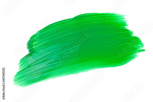 Green chroma brush stroke paiting over isolated background, canvas watercolor texture