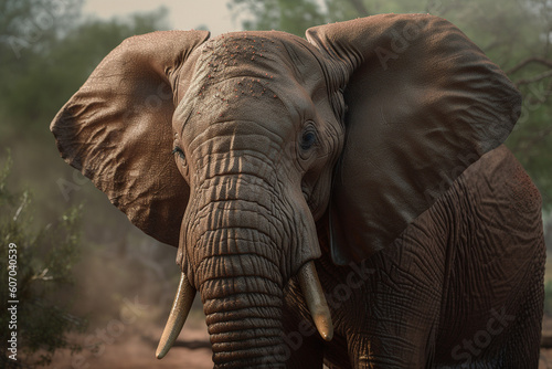 elephant isolated on forest background Generative AI