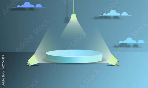 Blue background with a stage design - great for a presentation to spotlight something