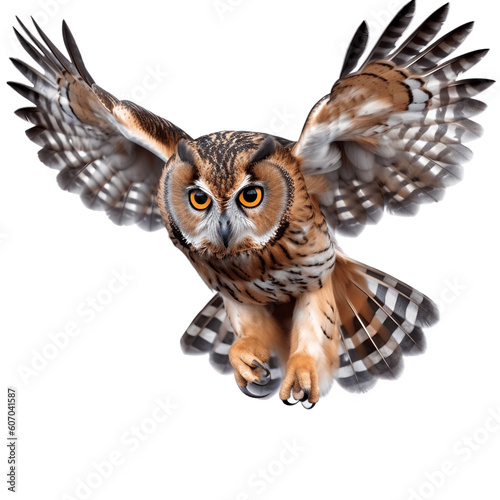 Eagle owl isolated on white transparent background