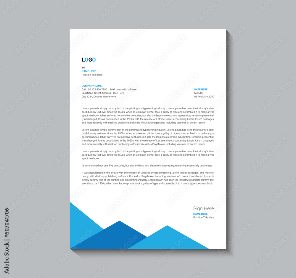 Simple letterhead template design vector Simple letterhead template design vector