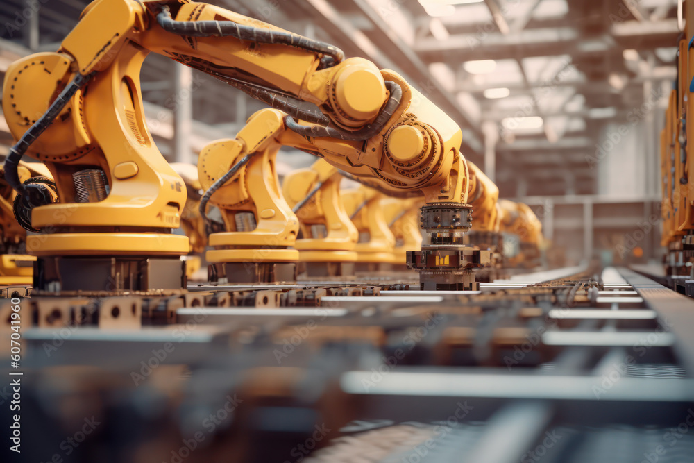 A robotic arm assembles solar panels in a factory with Ai Generated A robotic arm assembles solar panels in a factory with Ai Generated