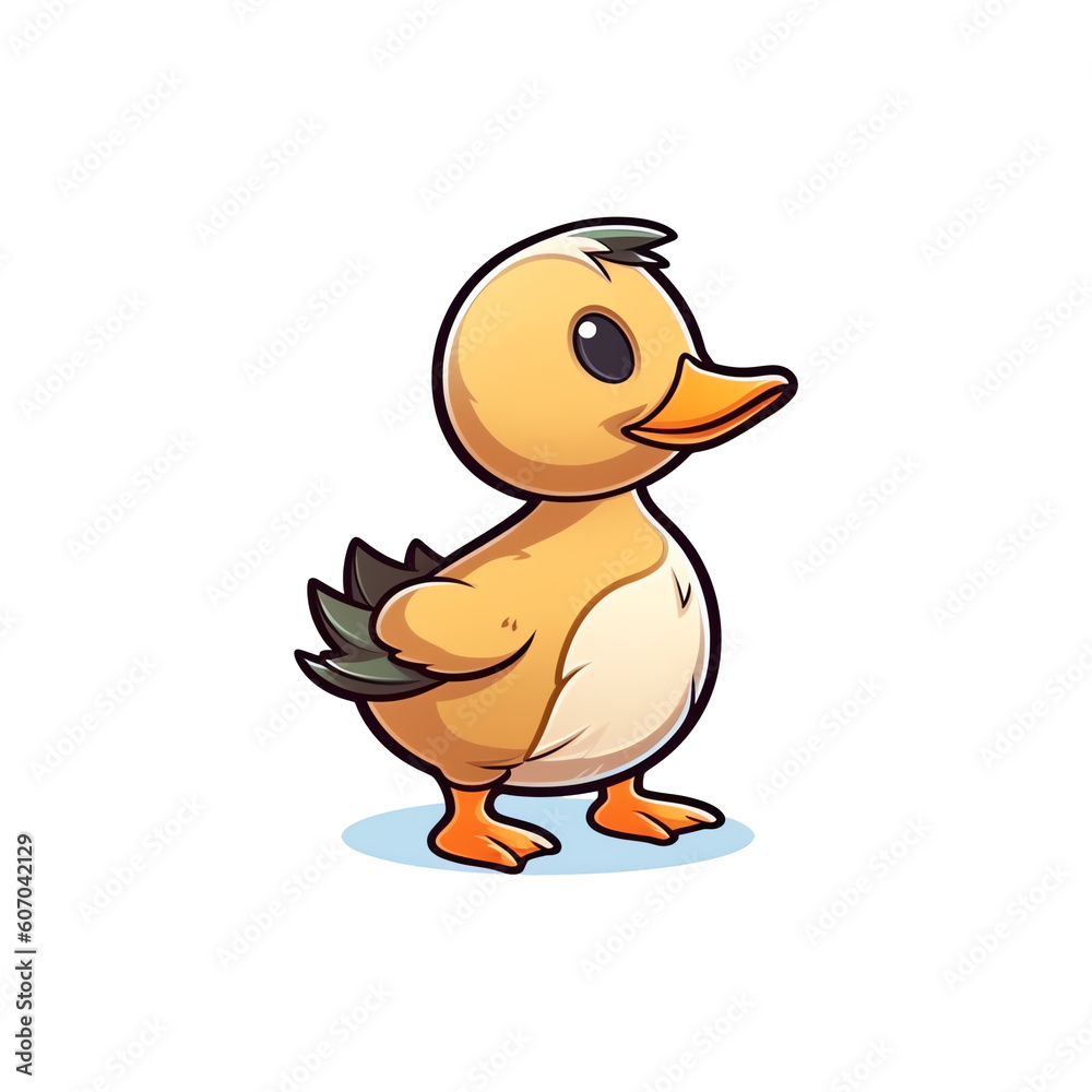 Playful Waddler: Adorable 2D Duck Illustration Playful Waddler: Adorable 2D Duck Illustration