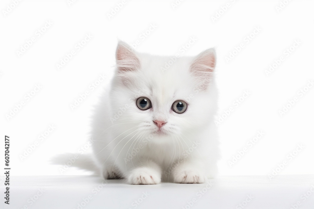 Fototapeta premium 白猫の子猫、generative Ai