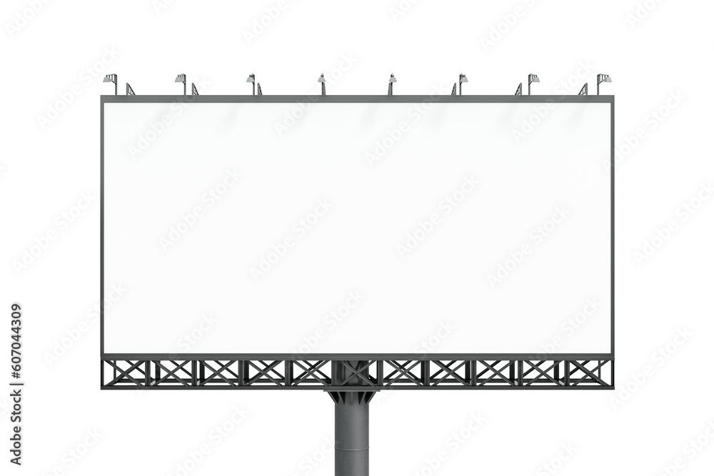 Obraz premium Blank white horizontal billboard isolated on light background, front view. Mock up, 3D Rendering