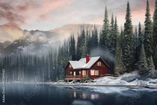 The house in the mountains in the winter season with Ai Generated © EmmaStock