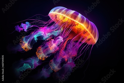 A Jellyfish in the Dark with Ai Generated © EmmaStock