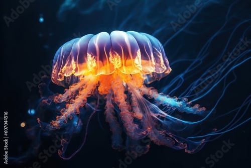 Beautiful jellyfish in the water with Ai Generated