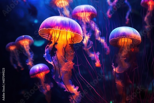 Beautiful jellyfish in the aquarium with Ai Ge