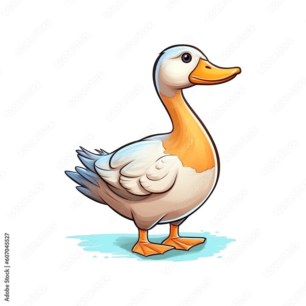 Delightful Waterbird: Cute 2D Illustration of a Goose Delightful Waterbird: Cute 2D Illustration of a Goose