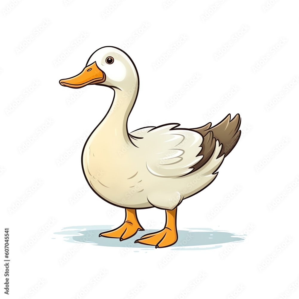 Obraz premium Delightful Waterbird: Cute 2D Illustration of a Goose