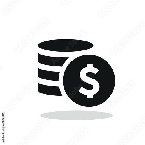 Dollar sign icon. Coins pile with dollar sign.