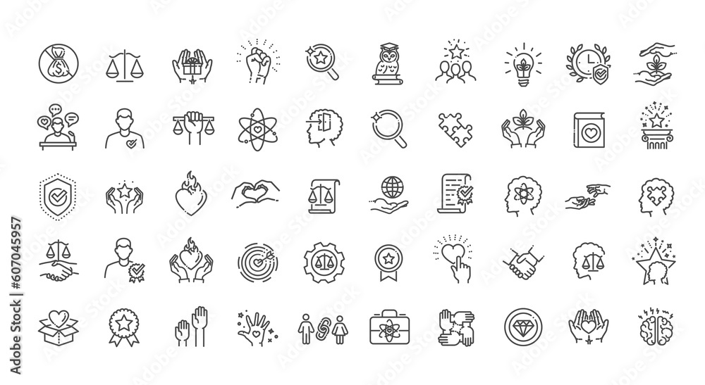 Ethics Icons. Linear Icons. Vector illustration Ethics Icons. Linear Icons. Vector illustration