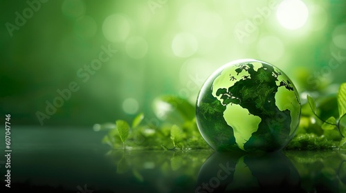 Green world background with Copy space  Preserving Our Green World  Earth and Environment Protection  World Globe  Web Banner  Generative AI